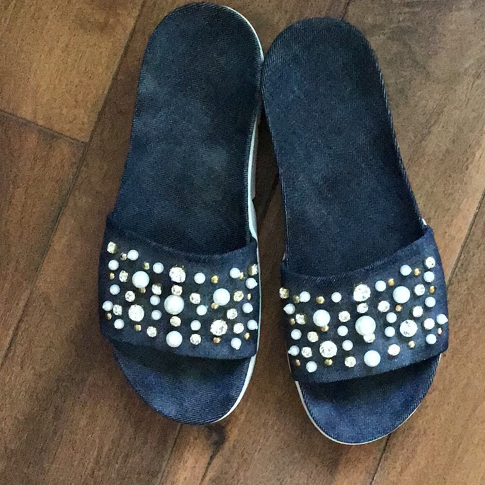 Stuart Weitzman Denim size 8 M embellished sandals - Picture 2 of 12